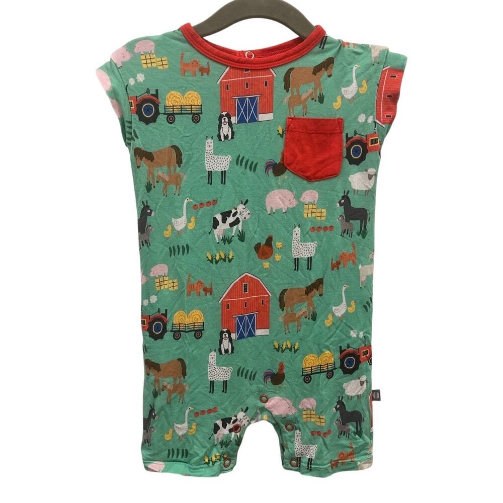 Macaron + Me Farm Short Sleeve Romper Size 18-24m